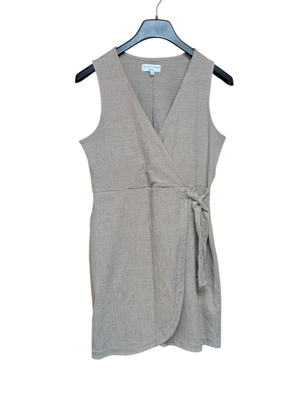 Madewell Texture & Thread Tan Wrap Sleeveless Mini Dress Size Medium - Picture 8 of 9